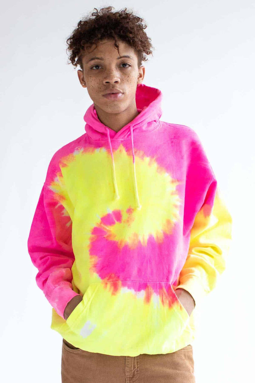 Fluorescent Swirl Tie Dye Hoodie