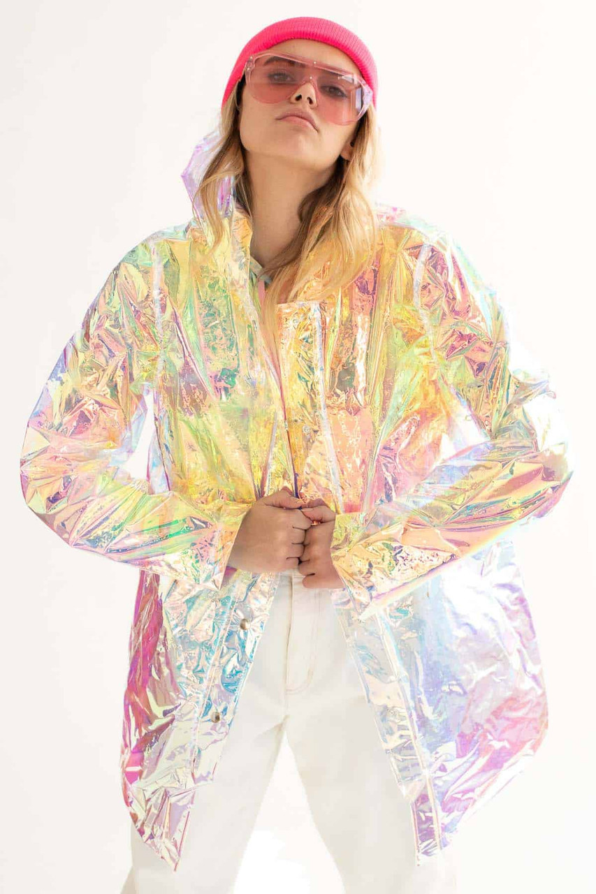 Womens on sale holographic raincoat