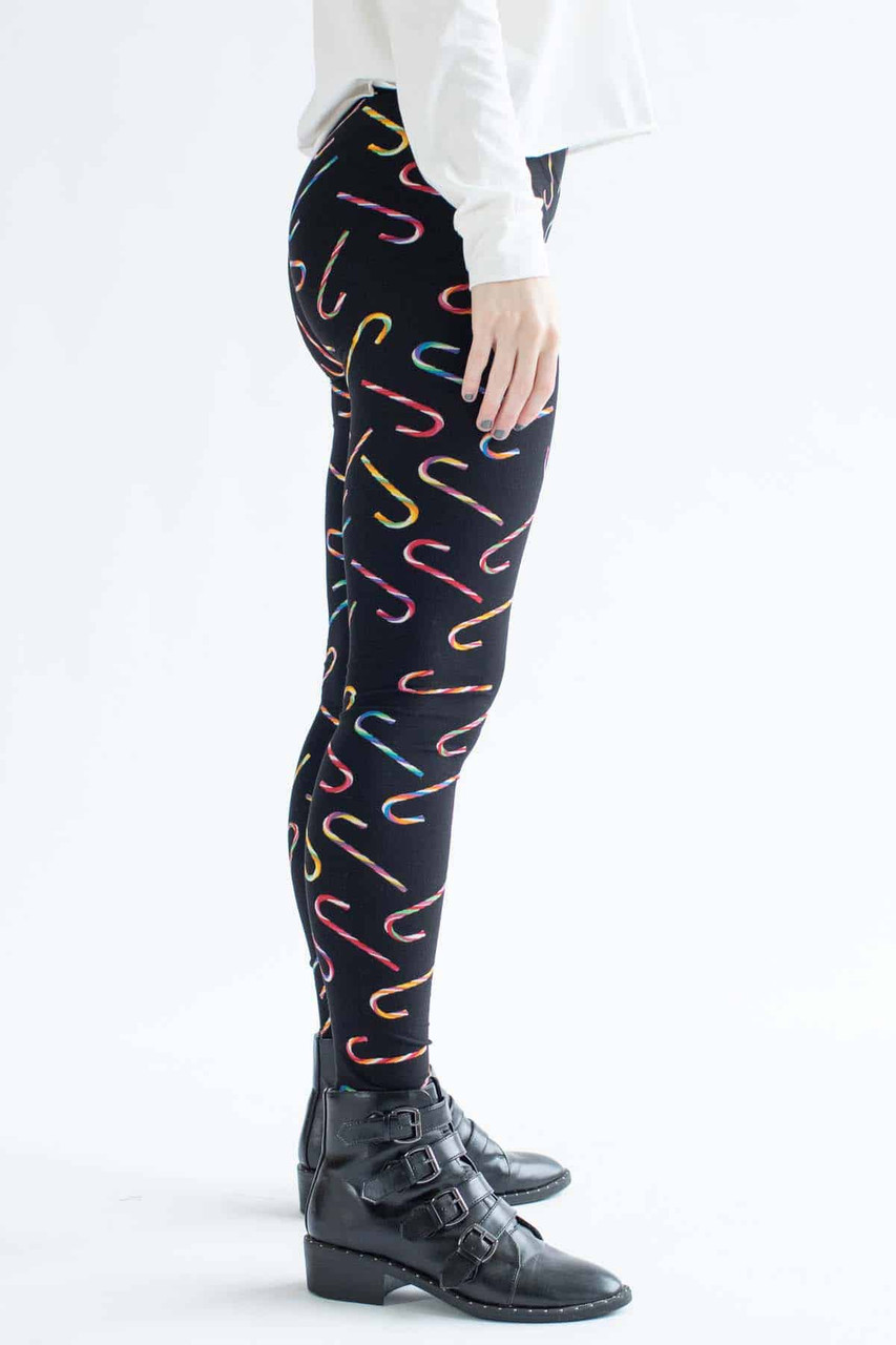 Black Candy Canes High Waisted Leggings