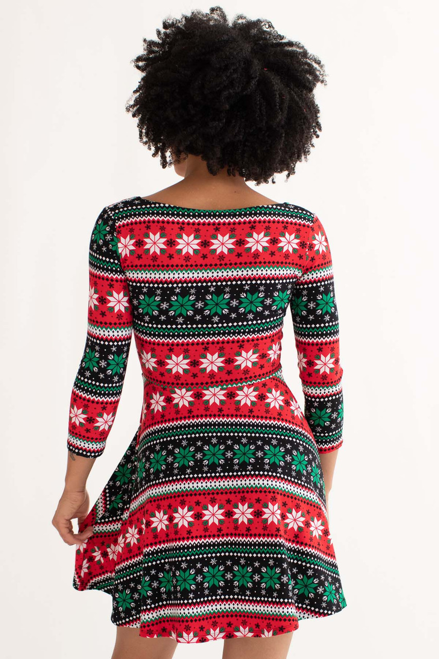 Red & Green Snowflake Fair Isle Dress