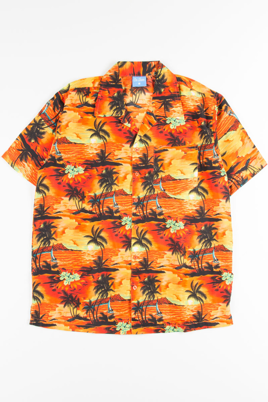 Orange Ocean Sunset View Hawaiian Shirt