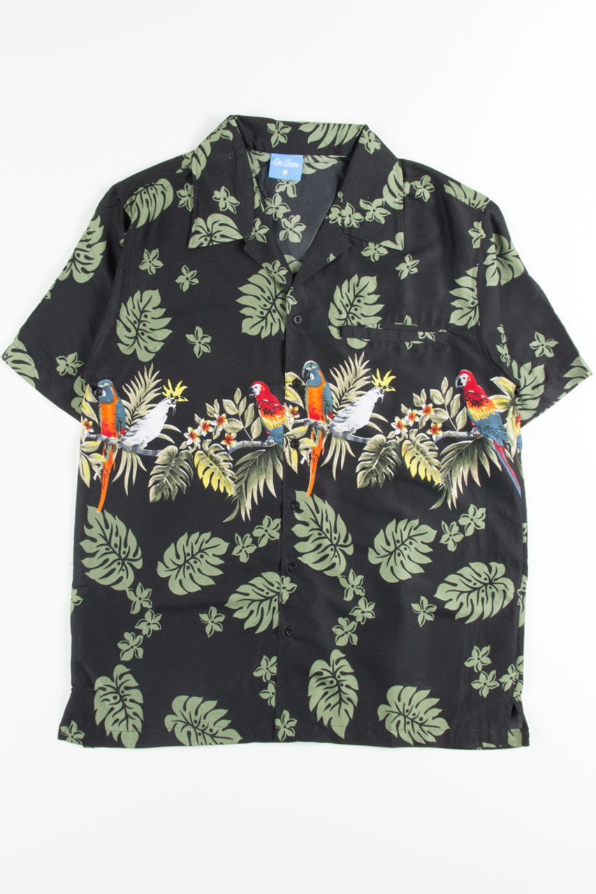 Black Tropical Parrot Hawaiian Shirt - Ragstock.com