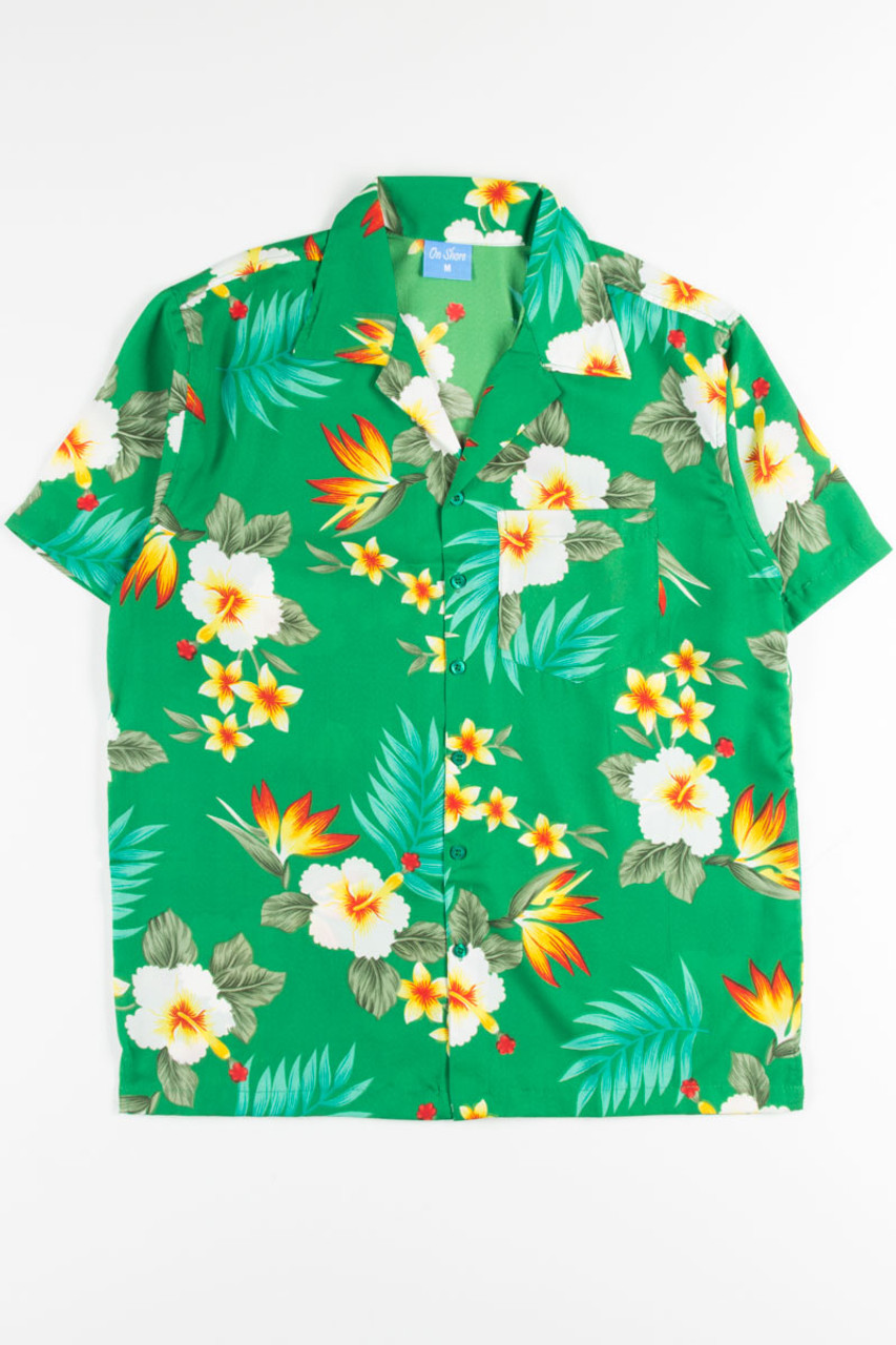 Green Hibiscus Floral Hawaiian Shirt - Ragstock.com