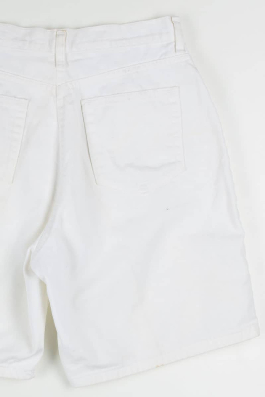 HUE Women's Ultra Soft Denim High Rise Bermuda Shorts sz M Medium (8-10)  White