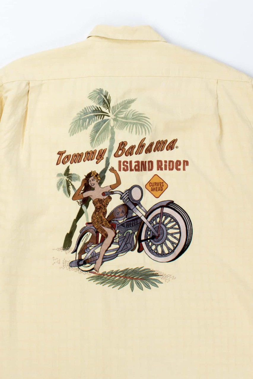 Tommy Bahama Island Rider Embroidered Pin-Up Silk Hawaiian Shirt