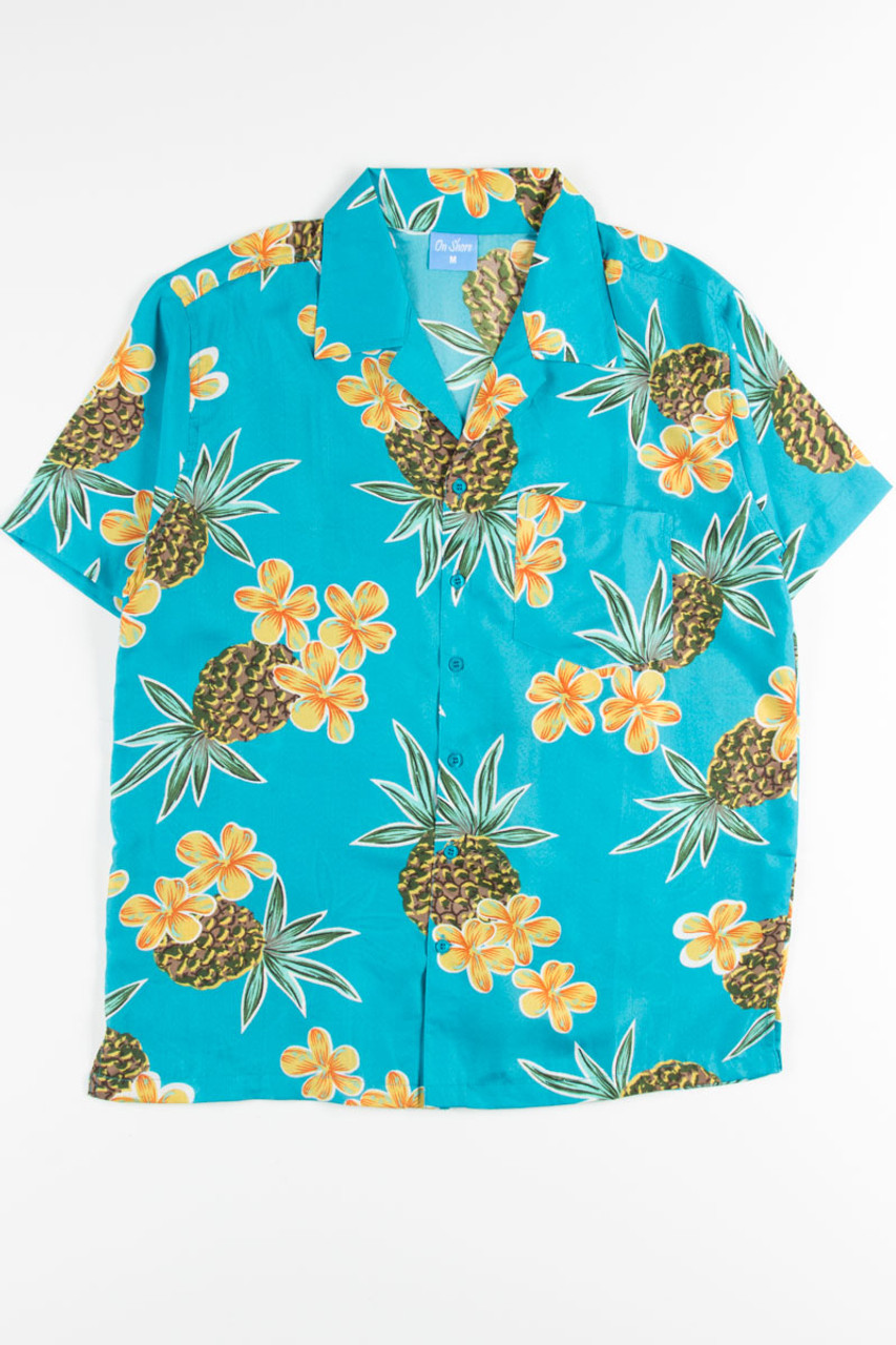 Blue Pineapple Floral Hawaiian Shirt 