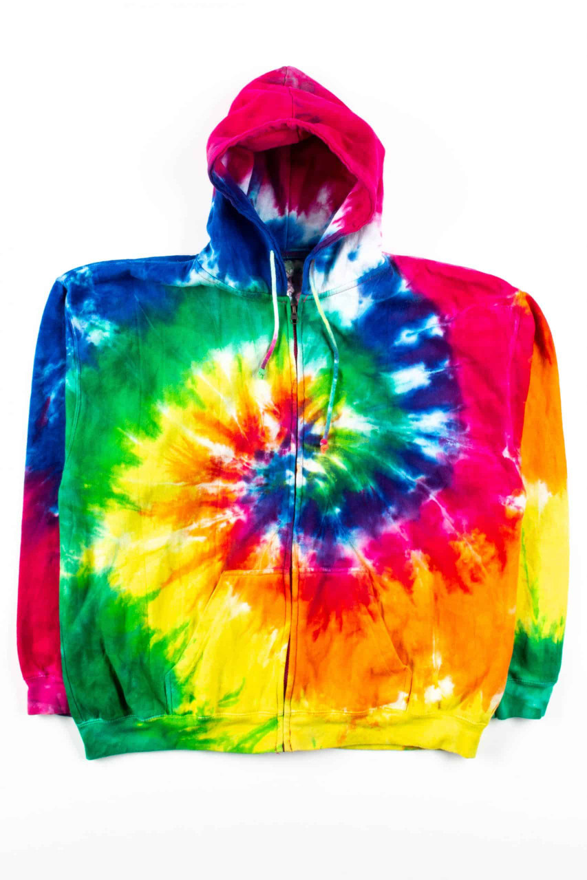 Rainbow Tie Dye Zip Hoodie