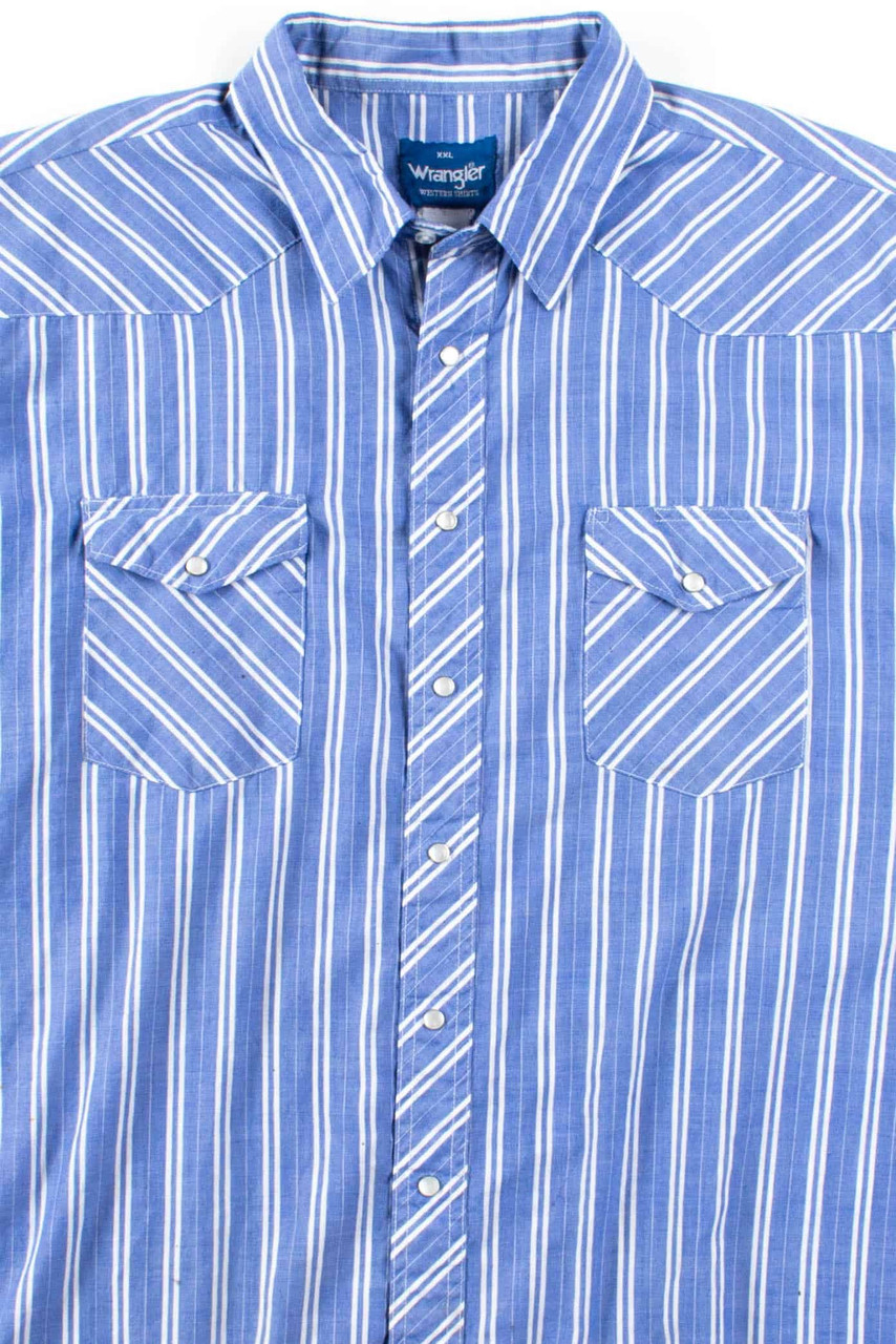 Blue Striped Wrangler Button Up Shirt 1 