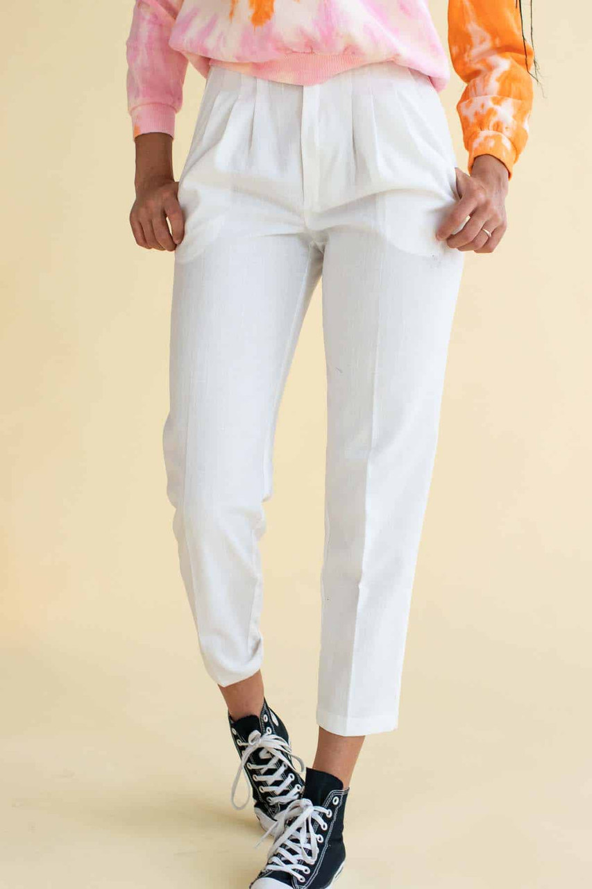 White Pleated Pants