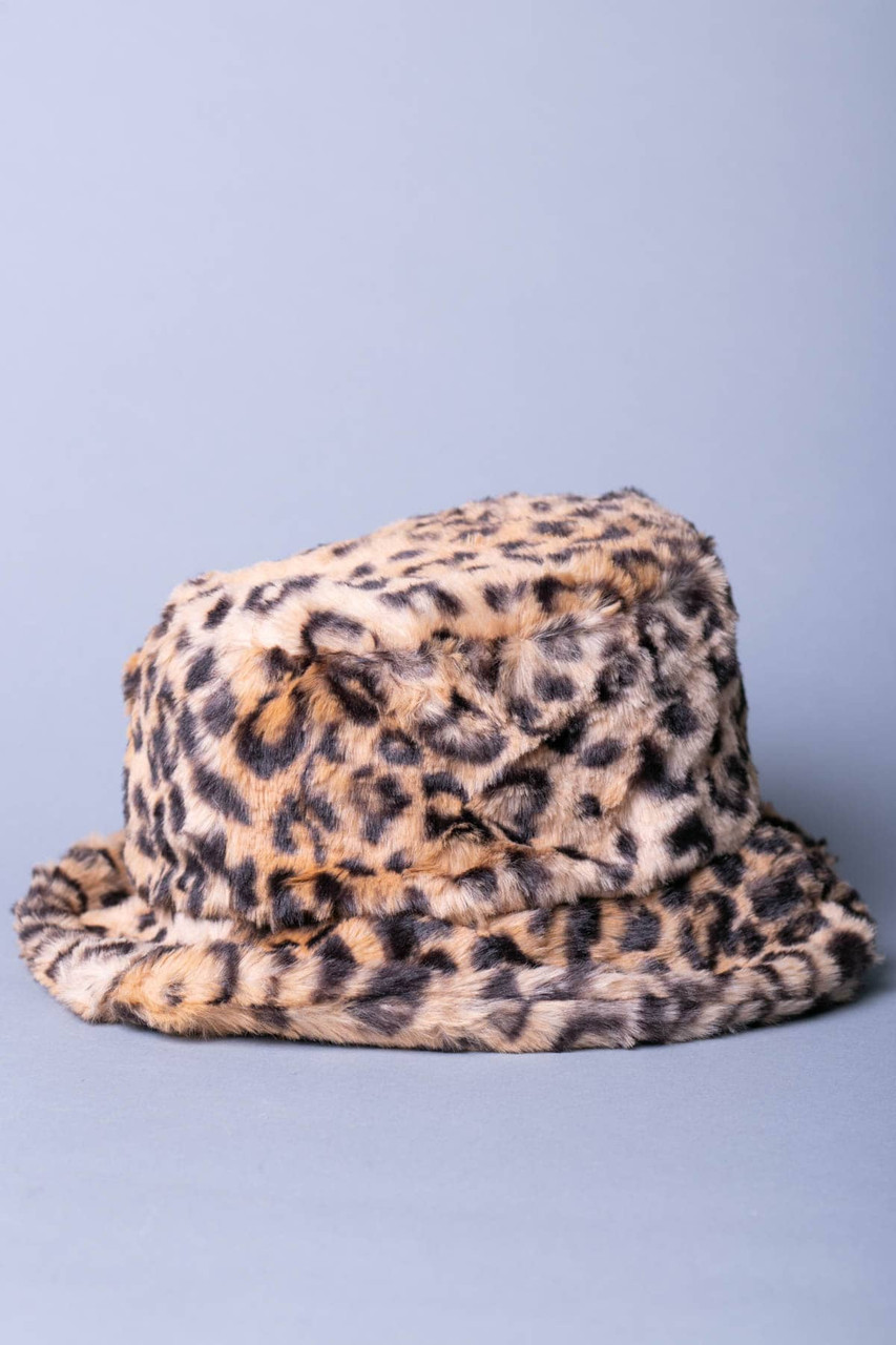 Leopard Faux Fur Bucket Hat