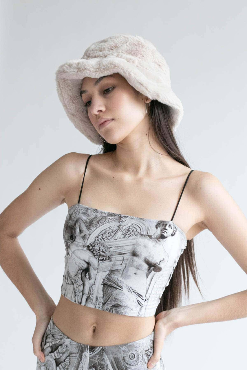 Faux Fur Bucket Hat - Ivory