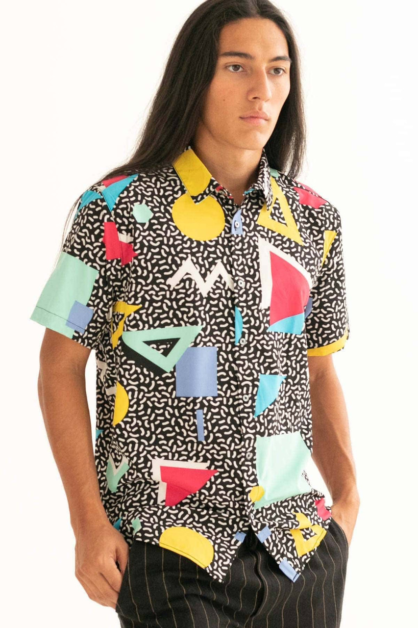 90s Static Party Button Up Shirt