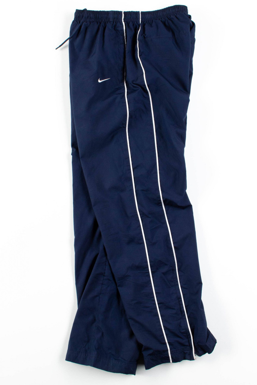 Nike Vintage 2000s Blue Striped Mini Swoosh Track Pants Womens Size Large 