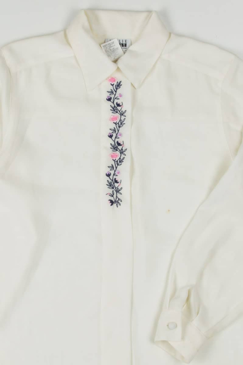Floral Embroidered Sheer Blouse - Ragstock.com