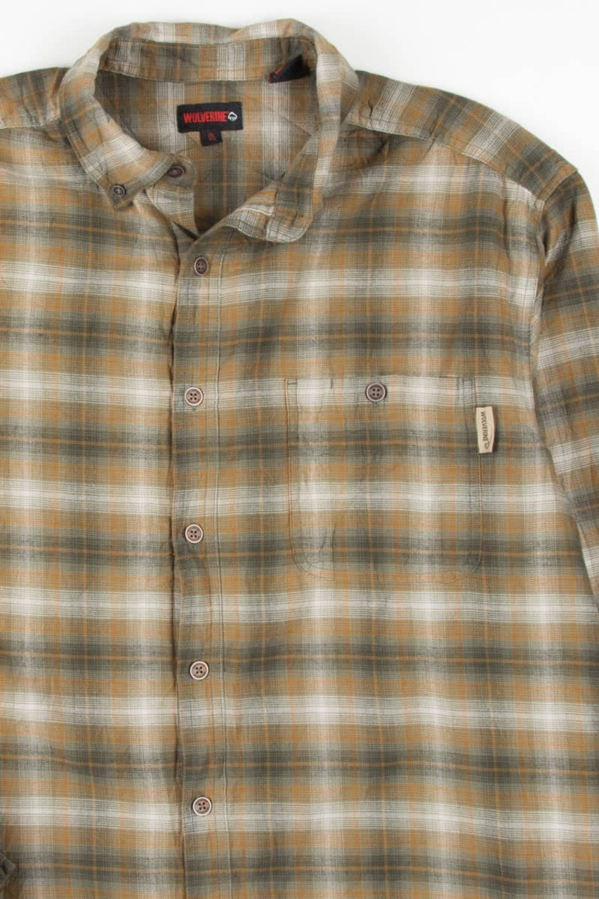 Olive Wolverine Button Up Shirt 777 - Ragstock.com