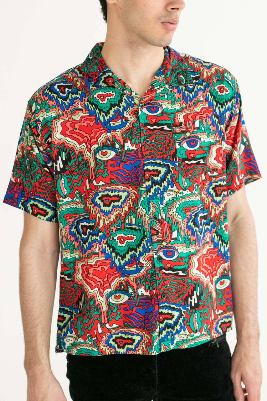 Trippy Drip Camp Button Up Shirt - Ragstock.com