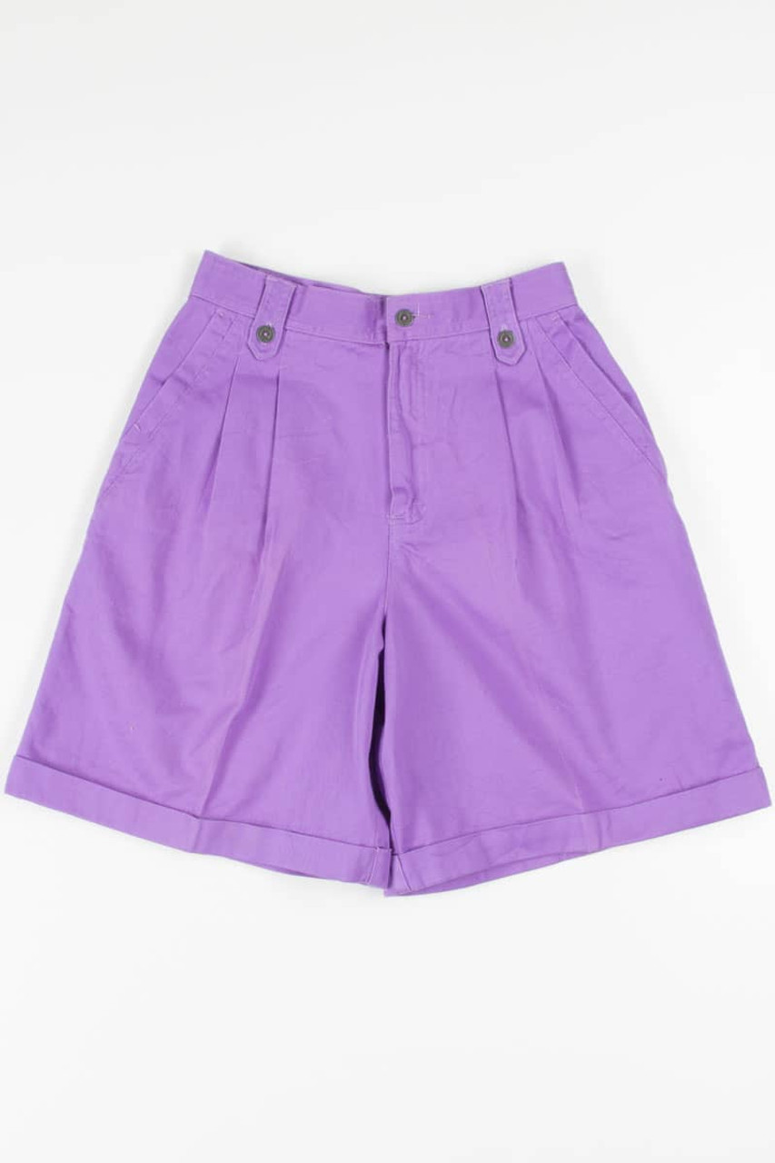 Women's Purple High Waisted Pleated Denim Shorts 318 (sz. 8)