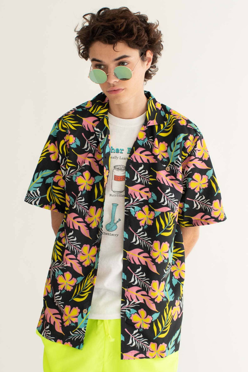 Black Miami Night Hawaiian Shirt