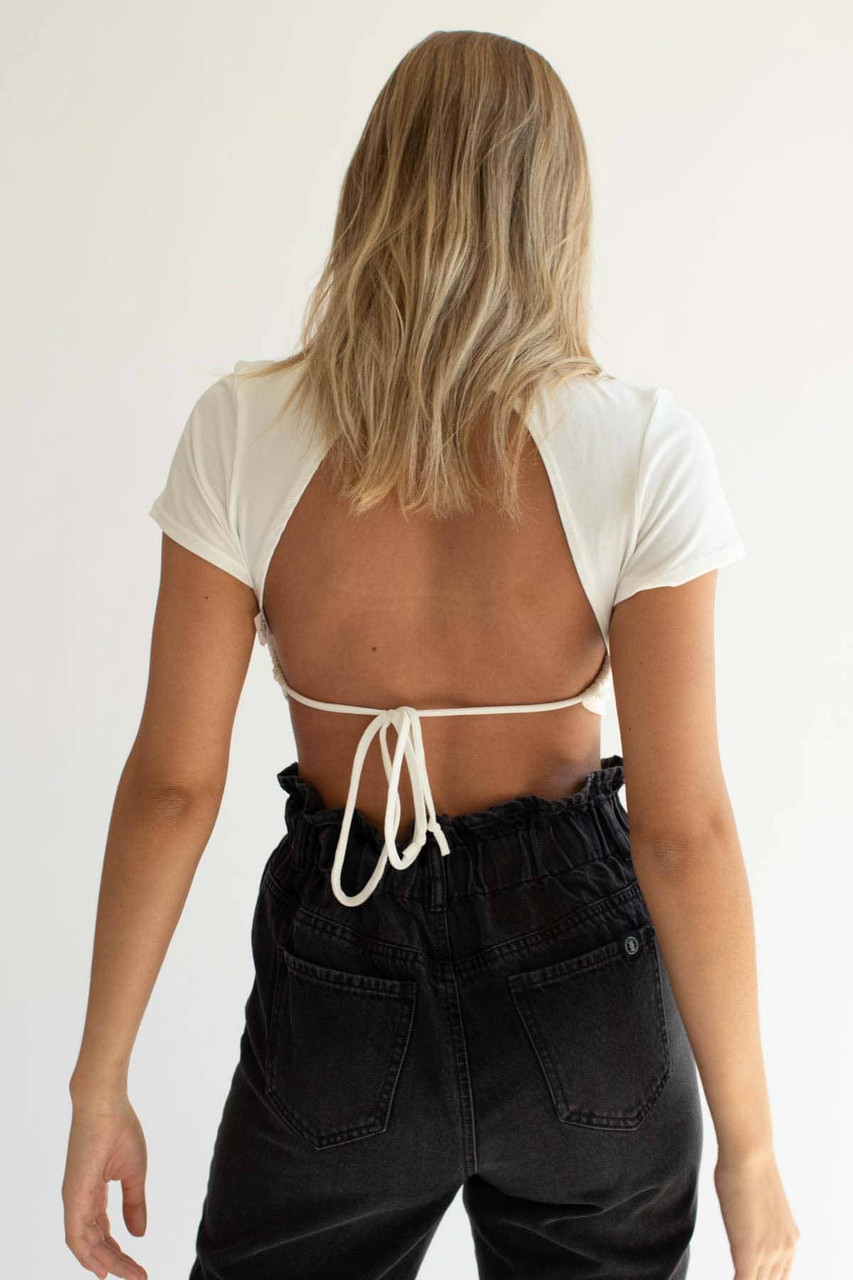 Backless Thank You Crop Top - Ragstock.com