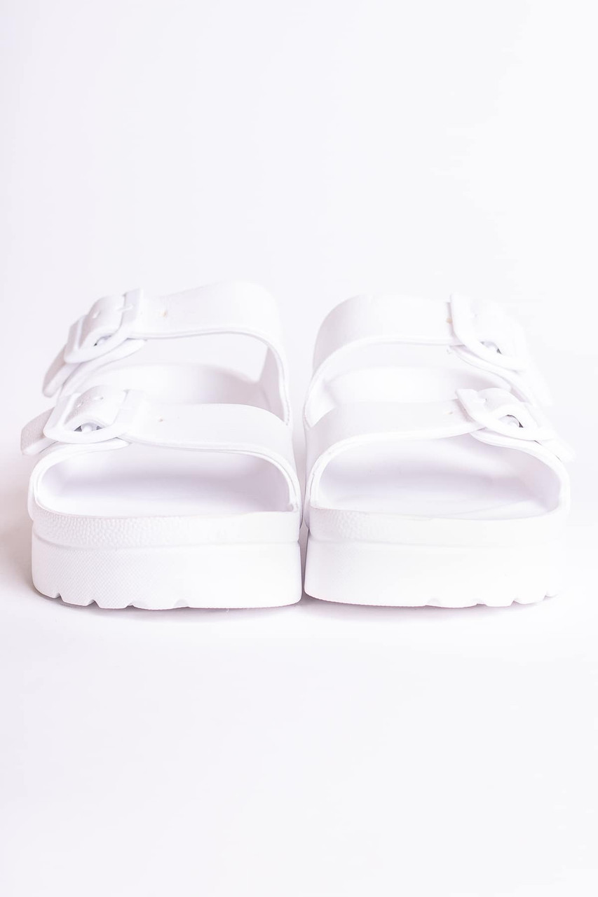 Paisley Chunky Sandals in White | ikrush