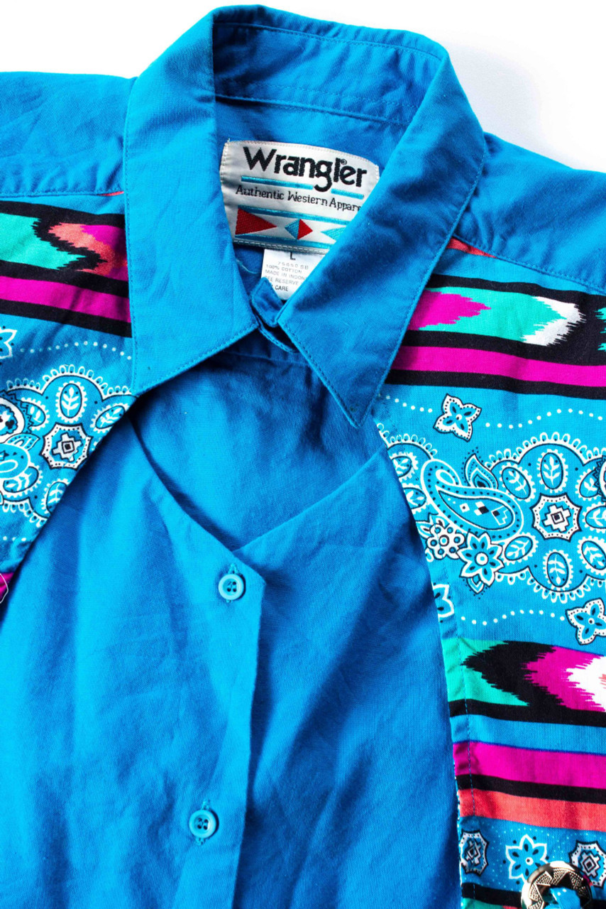 Vintage Wrangler Cropped Western Button Up Top 