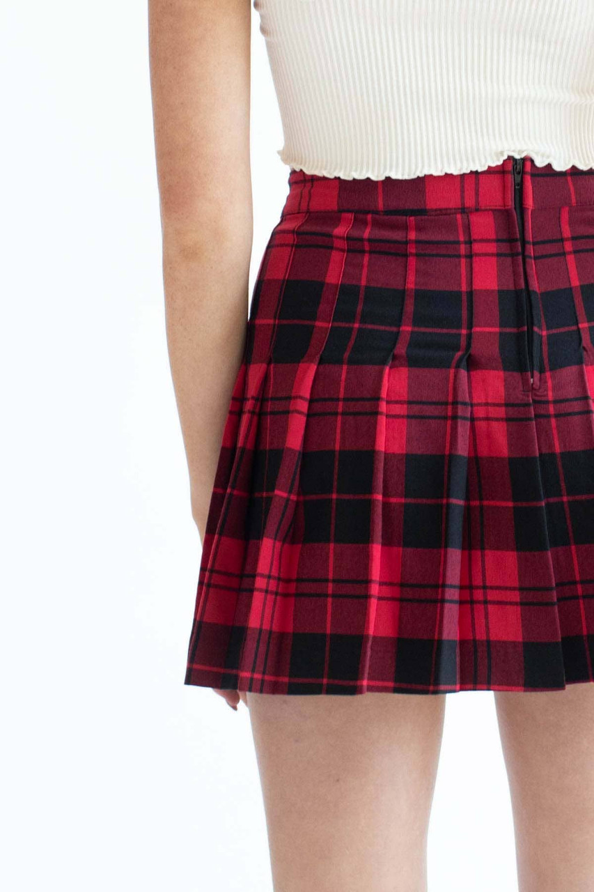 Red Plaid Pleated Skirt - Ragstock.com