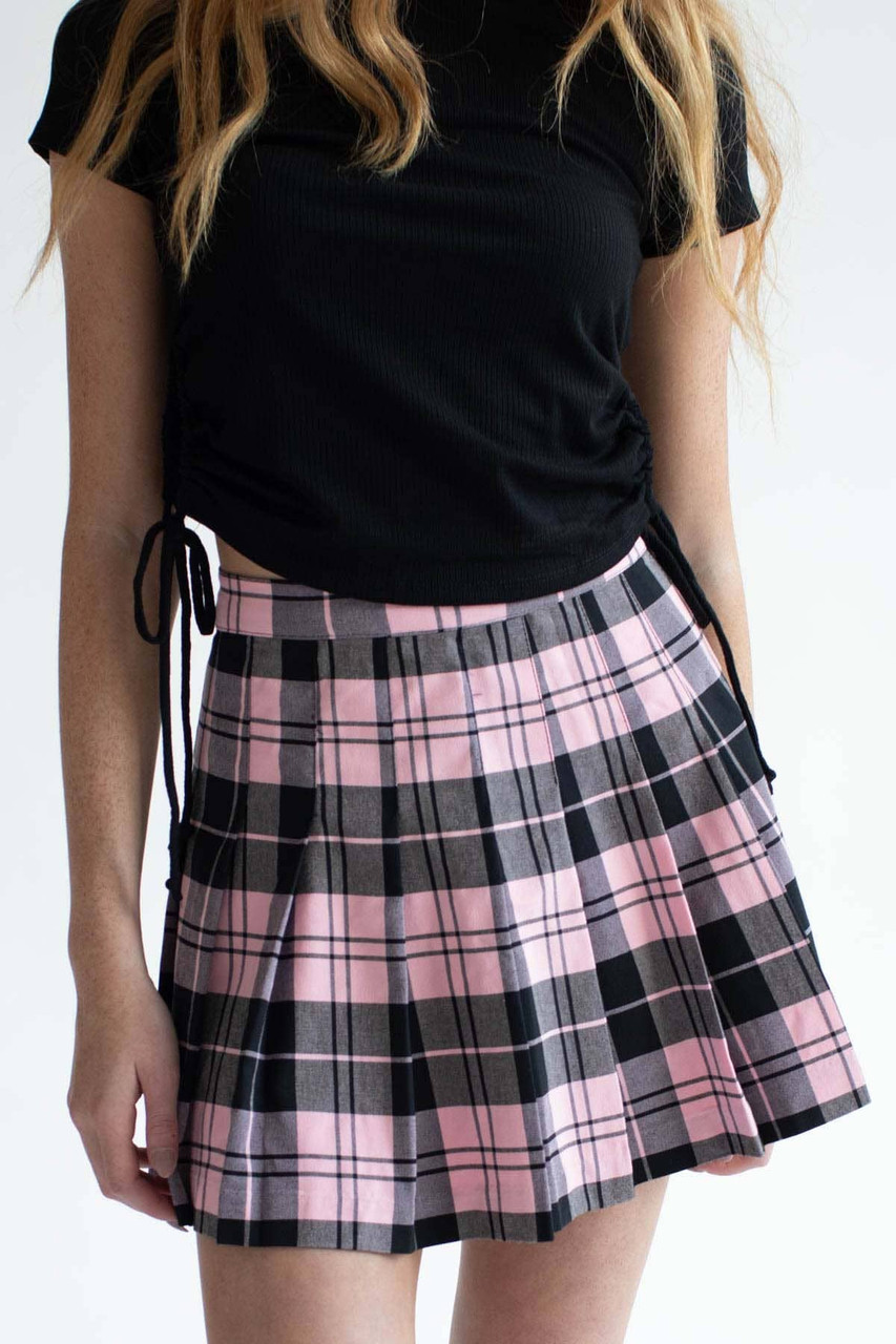 Pink plaid shop tartan skirt