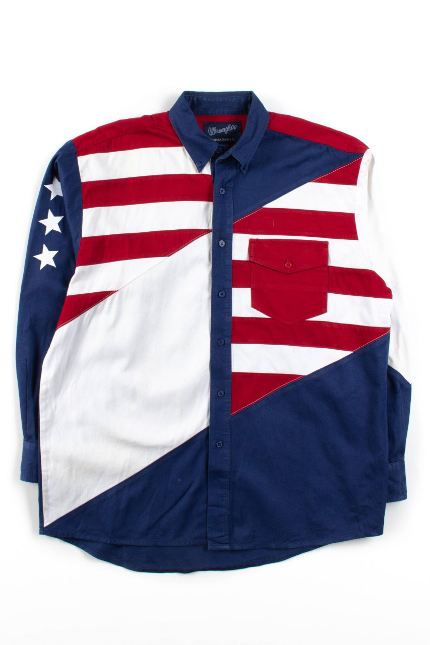 Vintage Wrangler Stars & Stripes Button Up Shirt 