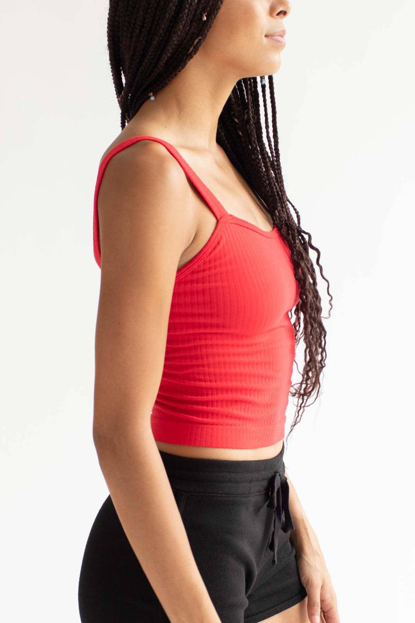 Red Seamless Ribbed Tank 