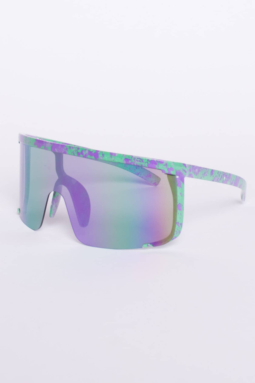 Splatter Rim Shield Sunglasses - Ragstock.com