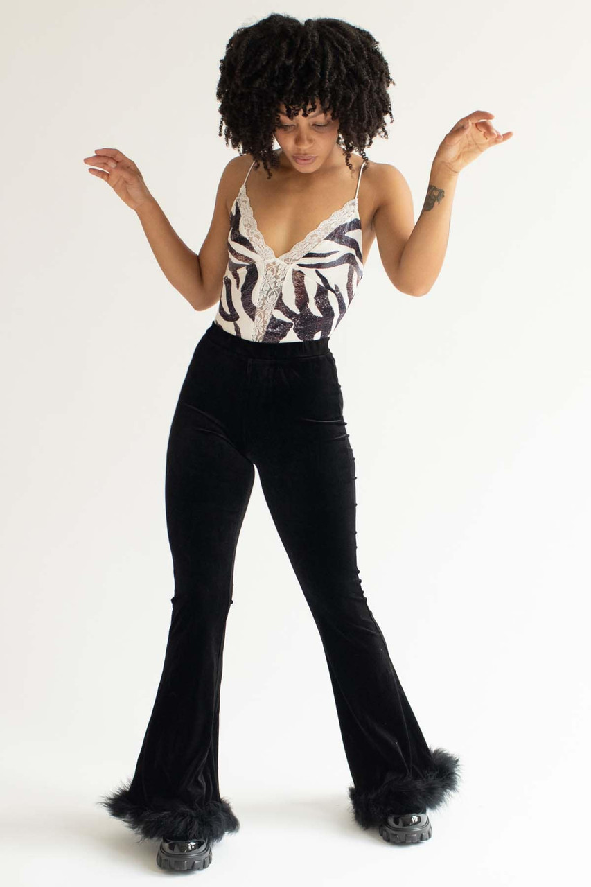 Shop Star Black Velvet Flared Bell Bottoms