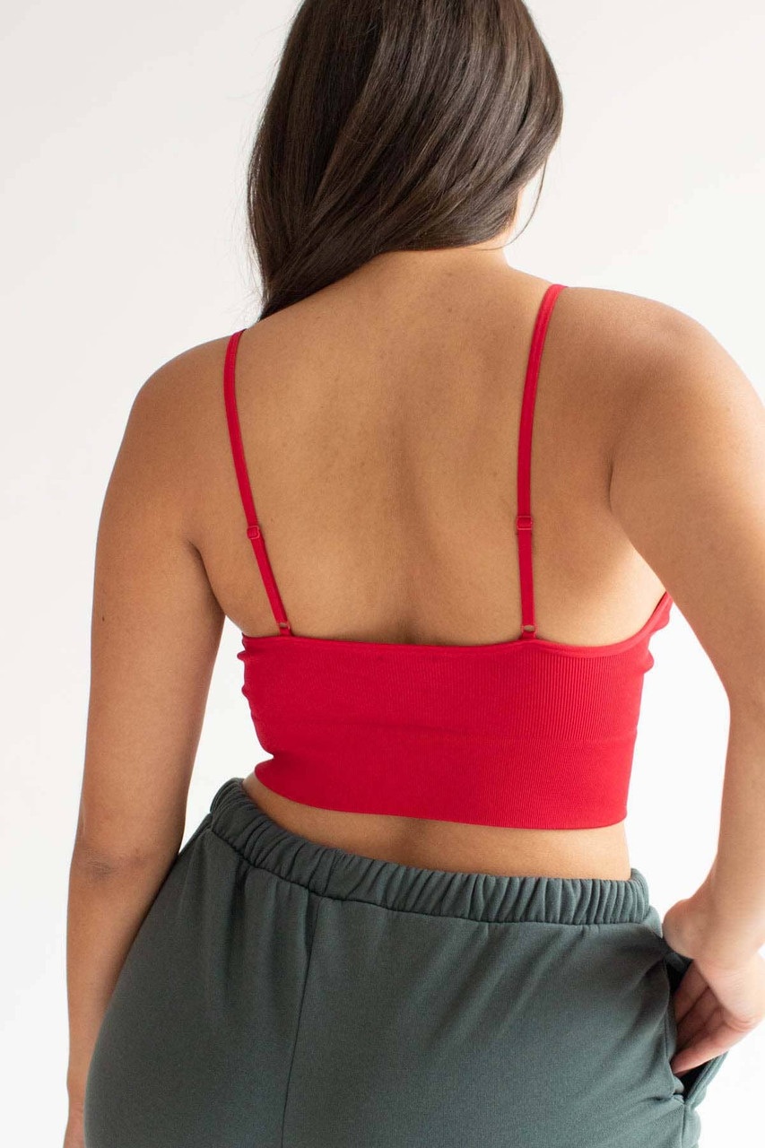 Red Seamless Ribbed Bralette (Extended Sizes) 