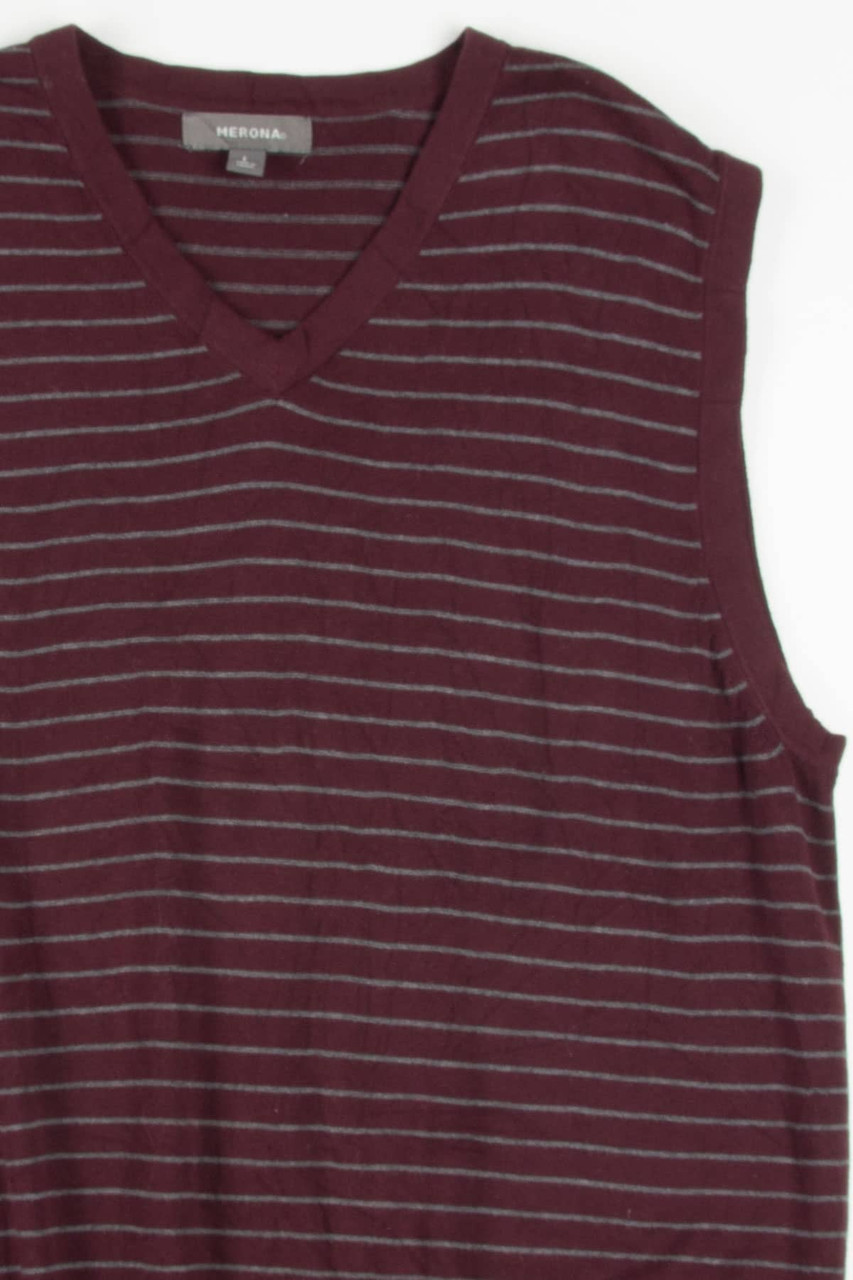 Hertogin Voorstel Taiko buik Burgundy Striped Sweater Vest 233 - Ragstock.com