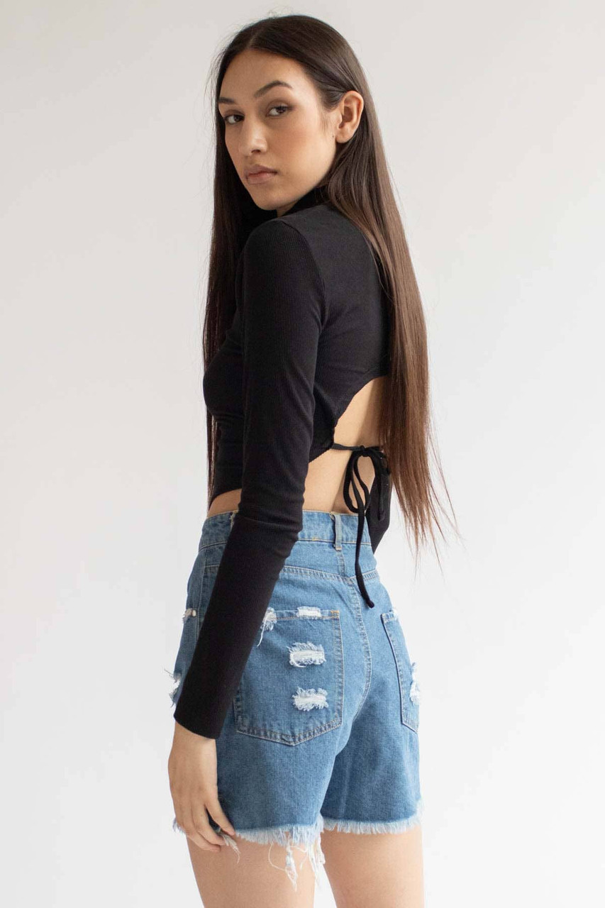 Backless Tie Top | Black