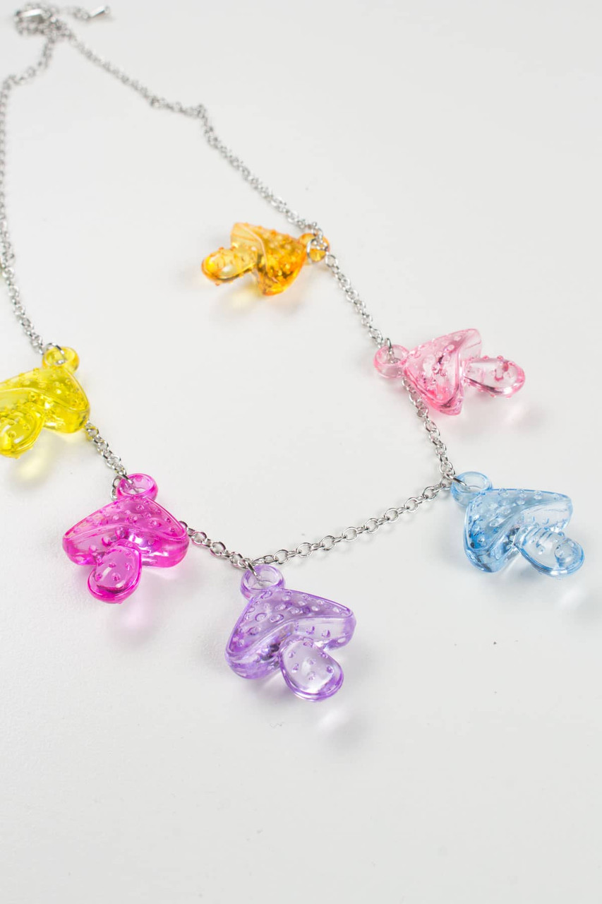 Rainbow Mushroom Charms Necklace 