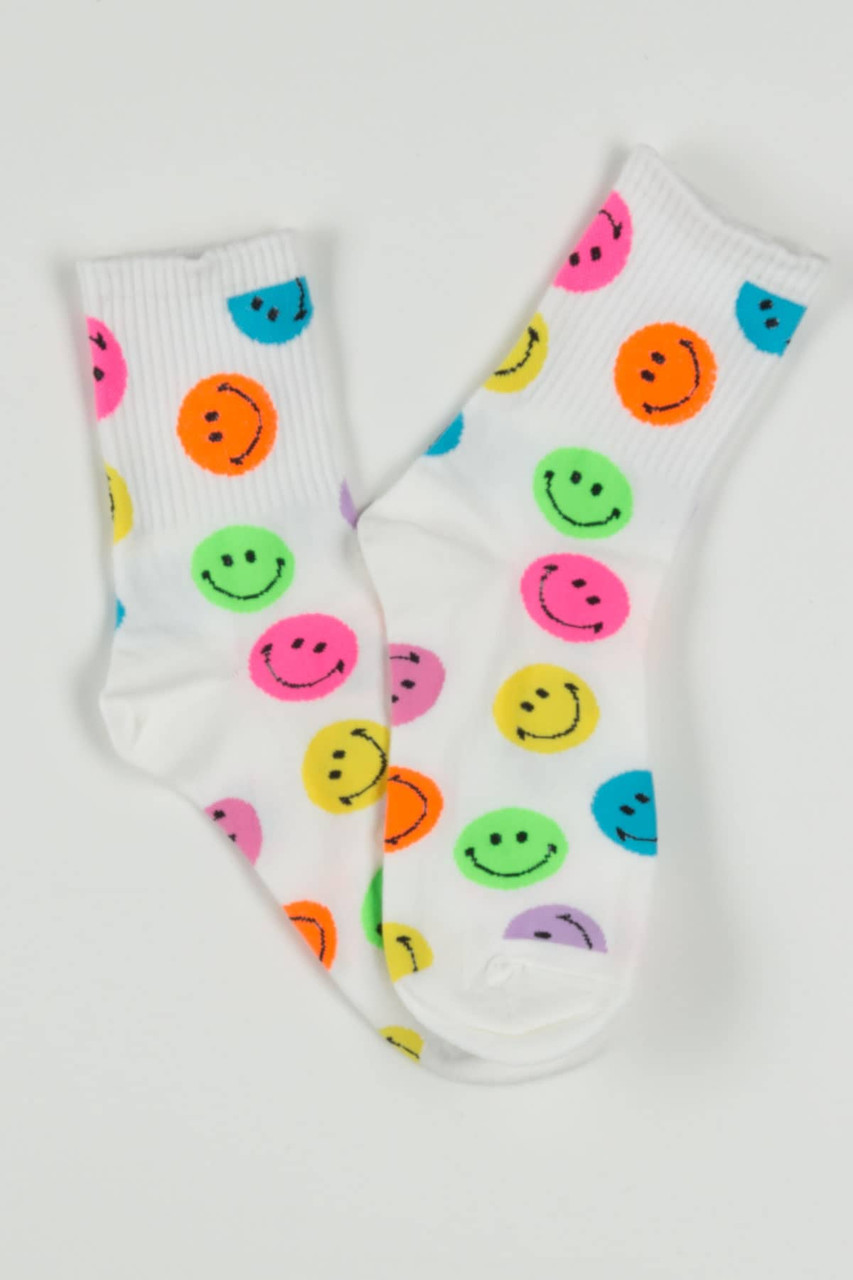 Multicolor Smiley Face Socks