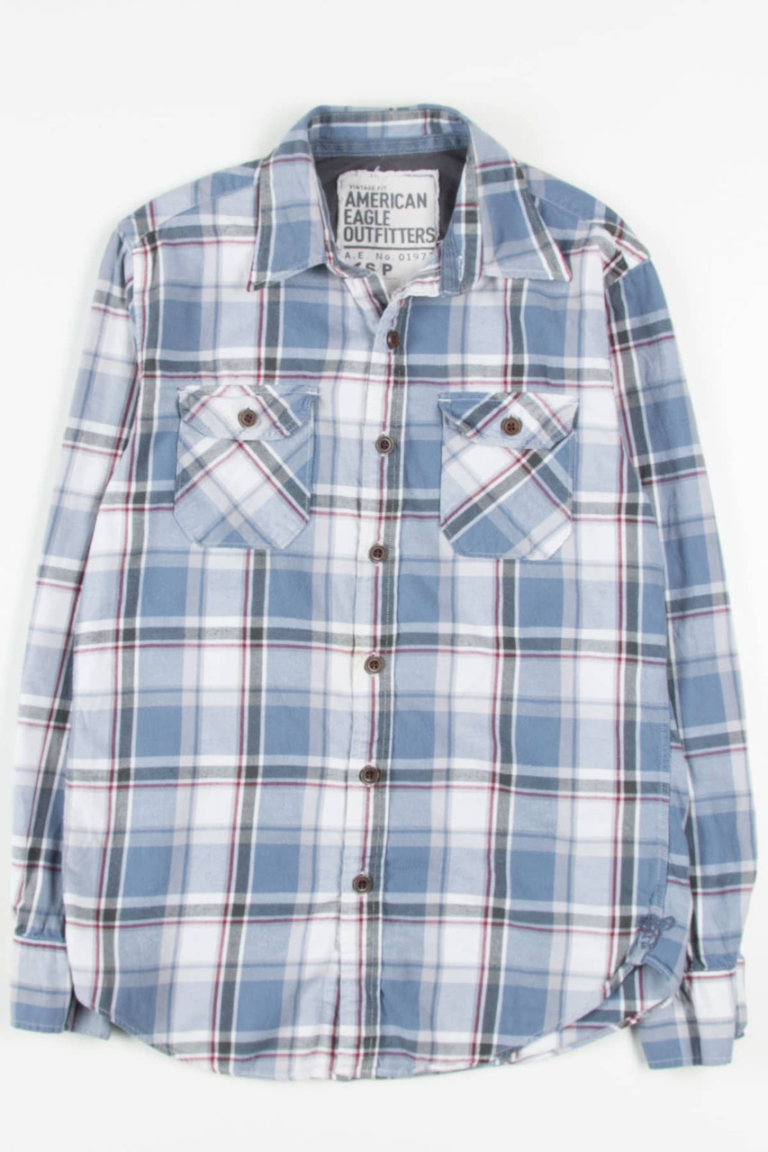 Blue American Eagle Outfitters Flannel Shirt 4017 - Ragstock.com