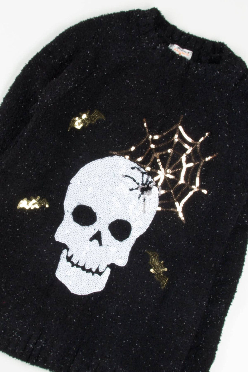 Sequin Skull Spider Chenille Sweater Ragstock