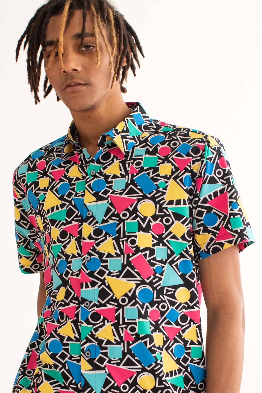 Cut & Paste Shapes Button Up Shirt - Ragstock.com