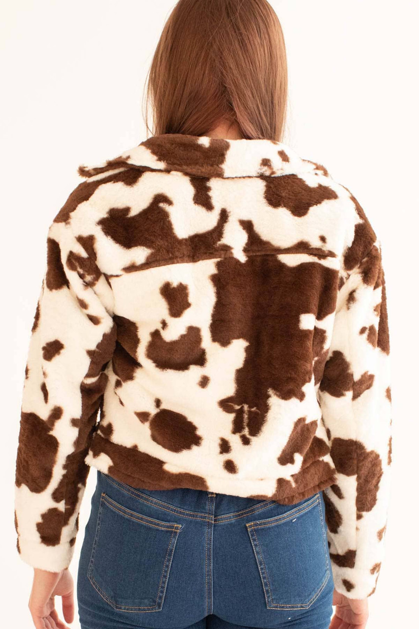 Brown Cow Faux Fur Jacket