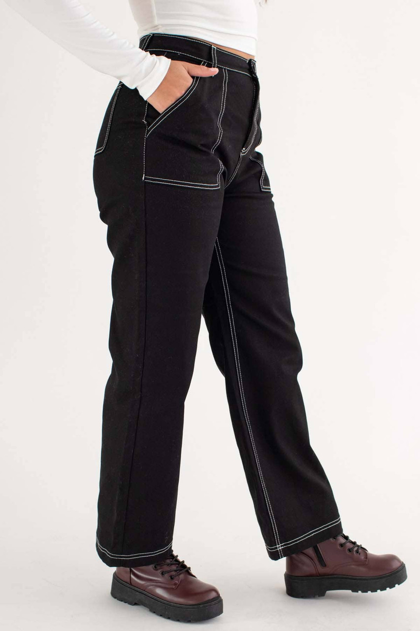 Black Wide Leg Carpenter Jeans - Ragstock.com
