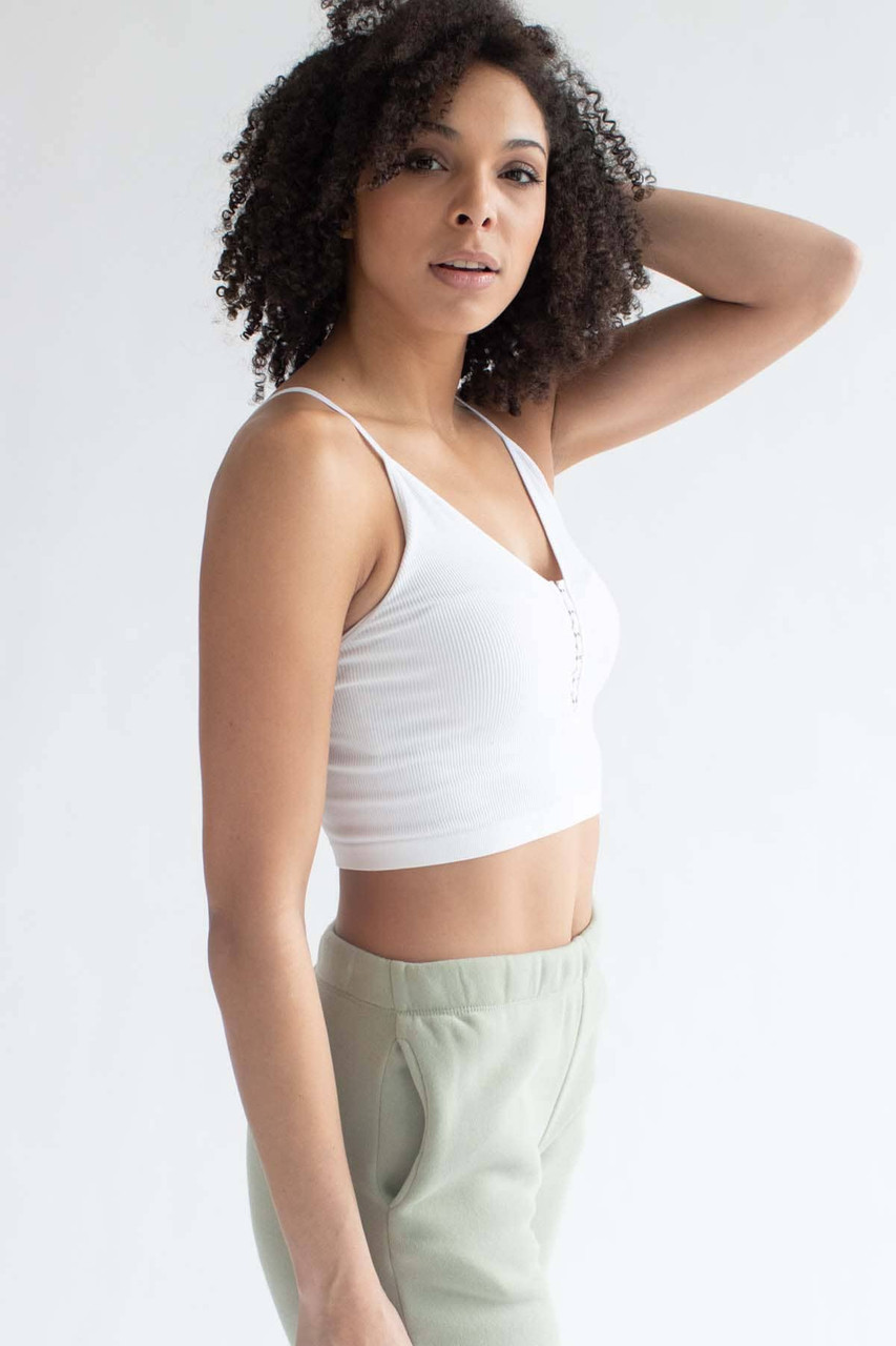 White Crop Cami Tank Top For Women