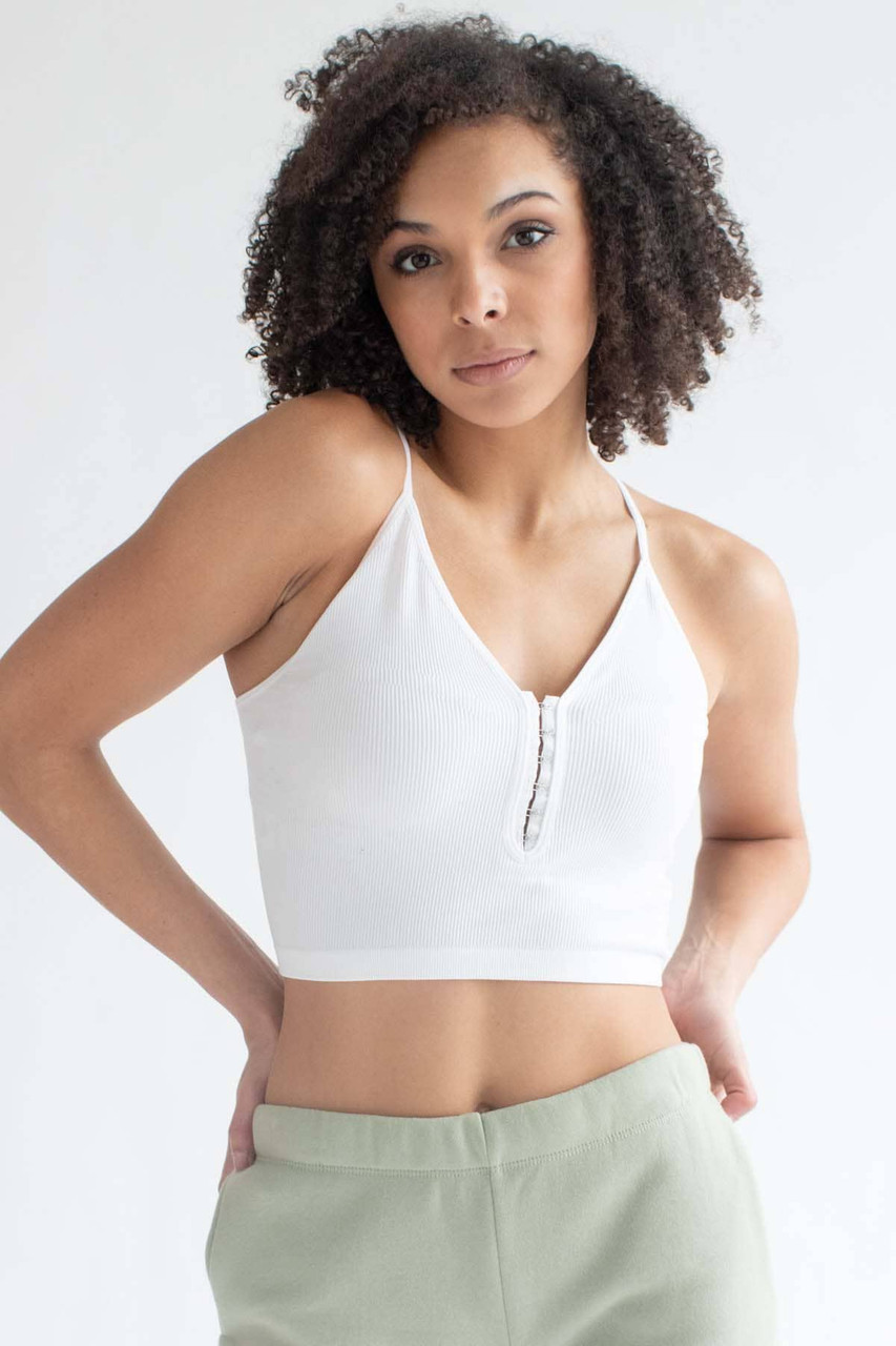 White Crop Cami Tank Top For Women