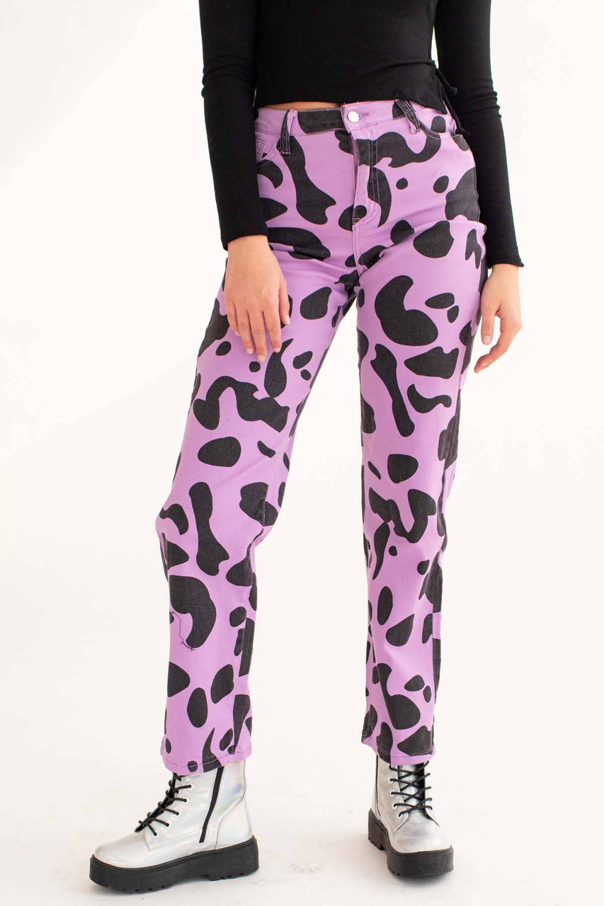 RSQ Womens Purple and Black, Animal Print, Stretch Skinny Jeans