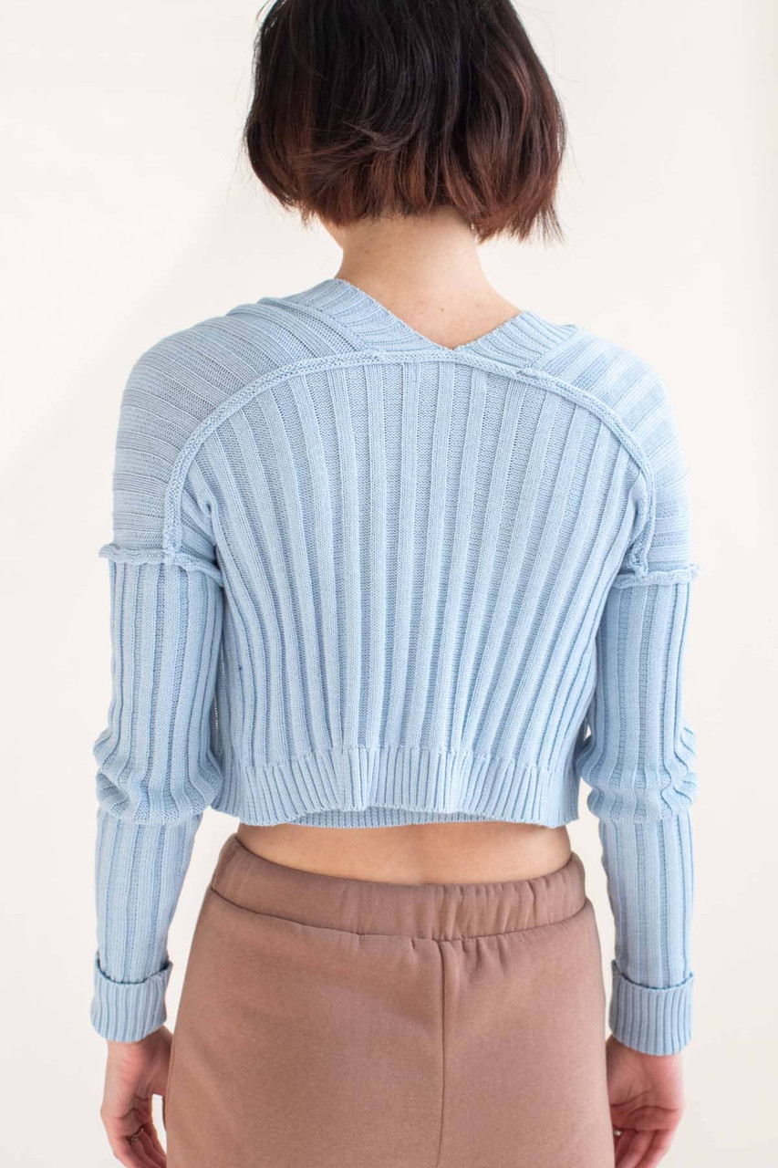 Sky Blue Ribbed Cardigan & Tank Set - Ragstock.com