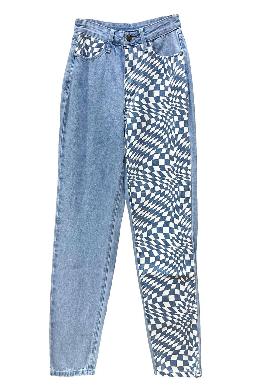 Trippy Checkered Leg Jeans - Ragstock.com
