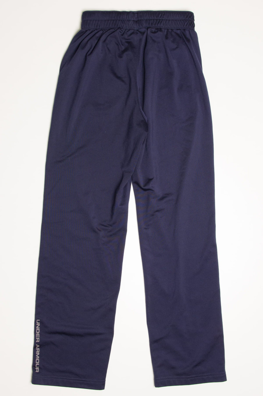 womens small navy blue track pants side stripe straight leg elastic waist