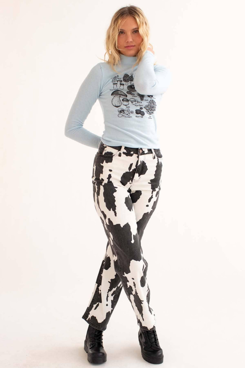 Cow Print Stretch Denim Jeans