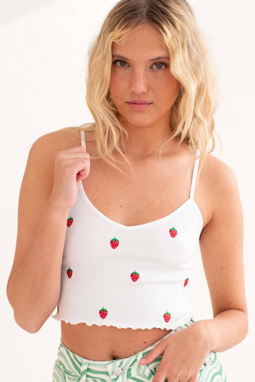 Strawberries Embroidered Seamless Cami 