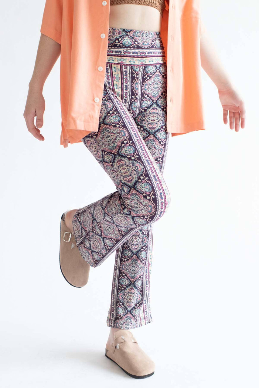 Border Patterned Flare Pants